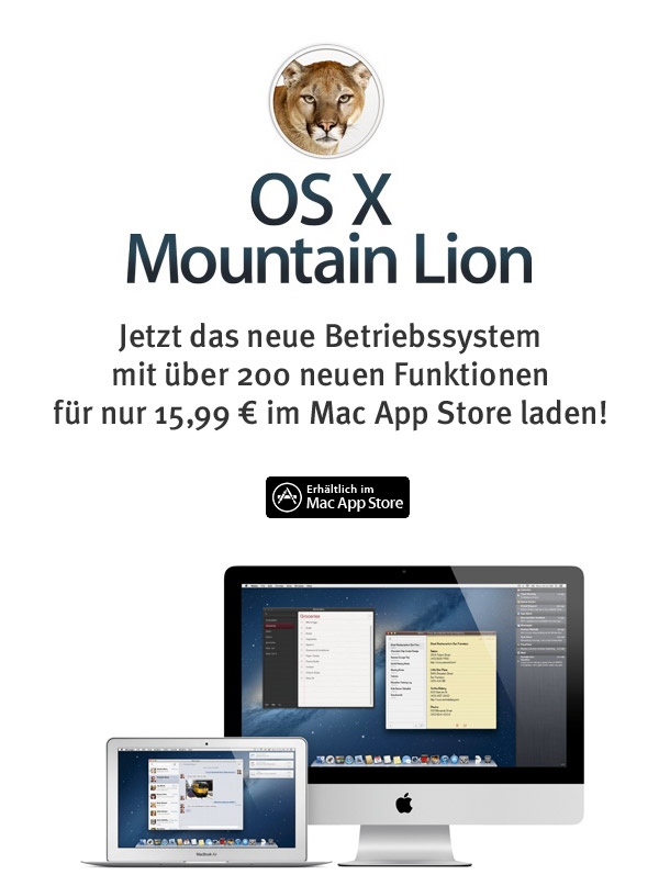 Jetzt OS X Mountain Lion im Mac App Store laden! | arktis.de Blog